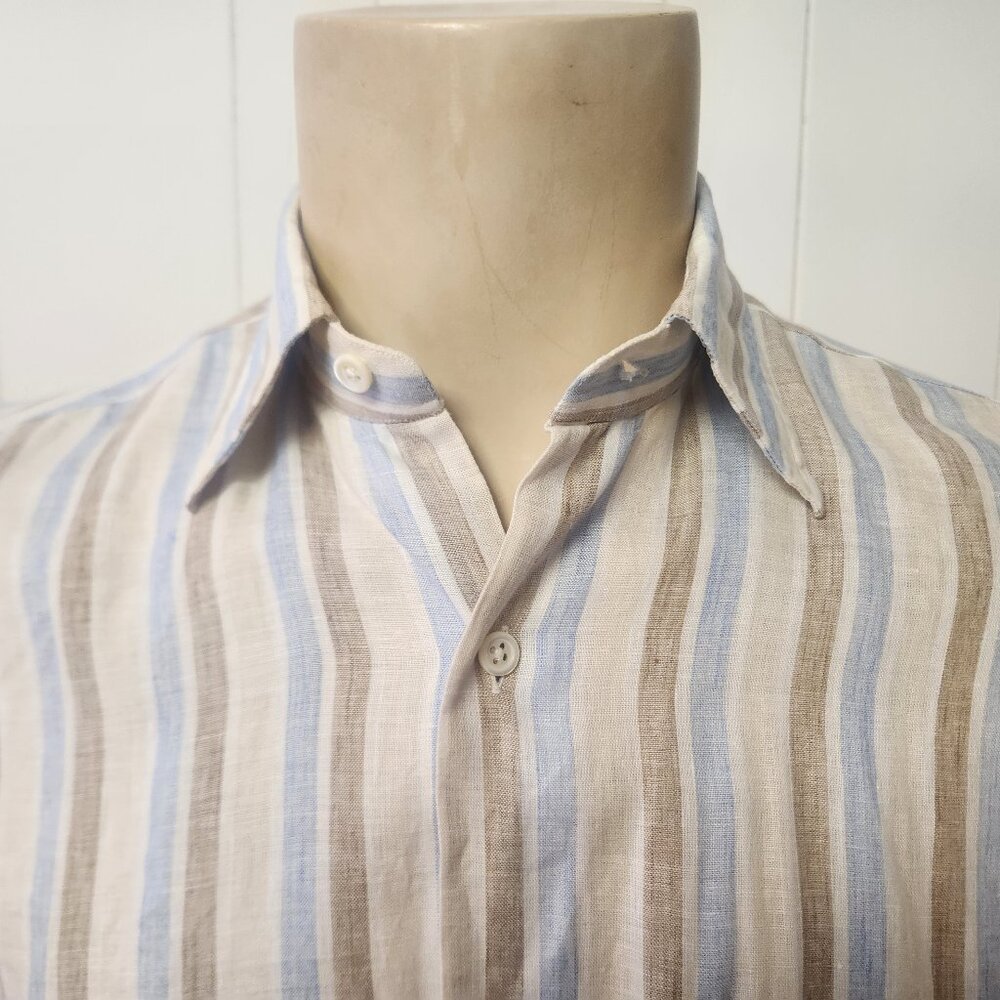 men's linen shirt M Robert Old 1909 stripe